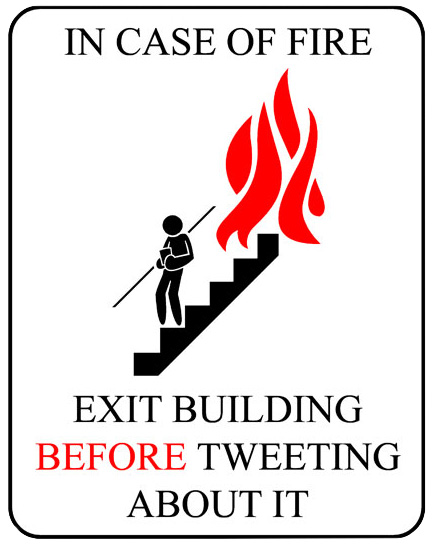 in the case of a fire exit before tweeting